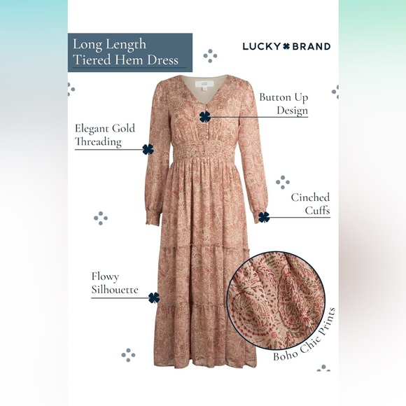NWT Lucky Brand Size L Large Boho Tiered Maxi Dress - Picture 2 of 6